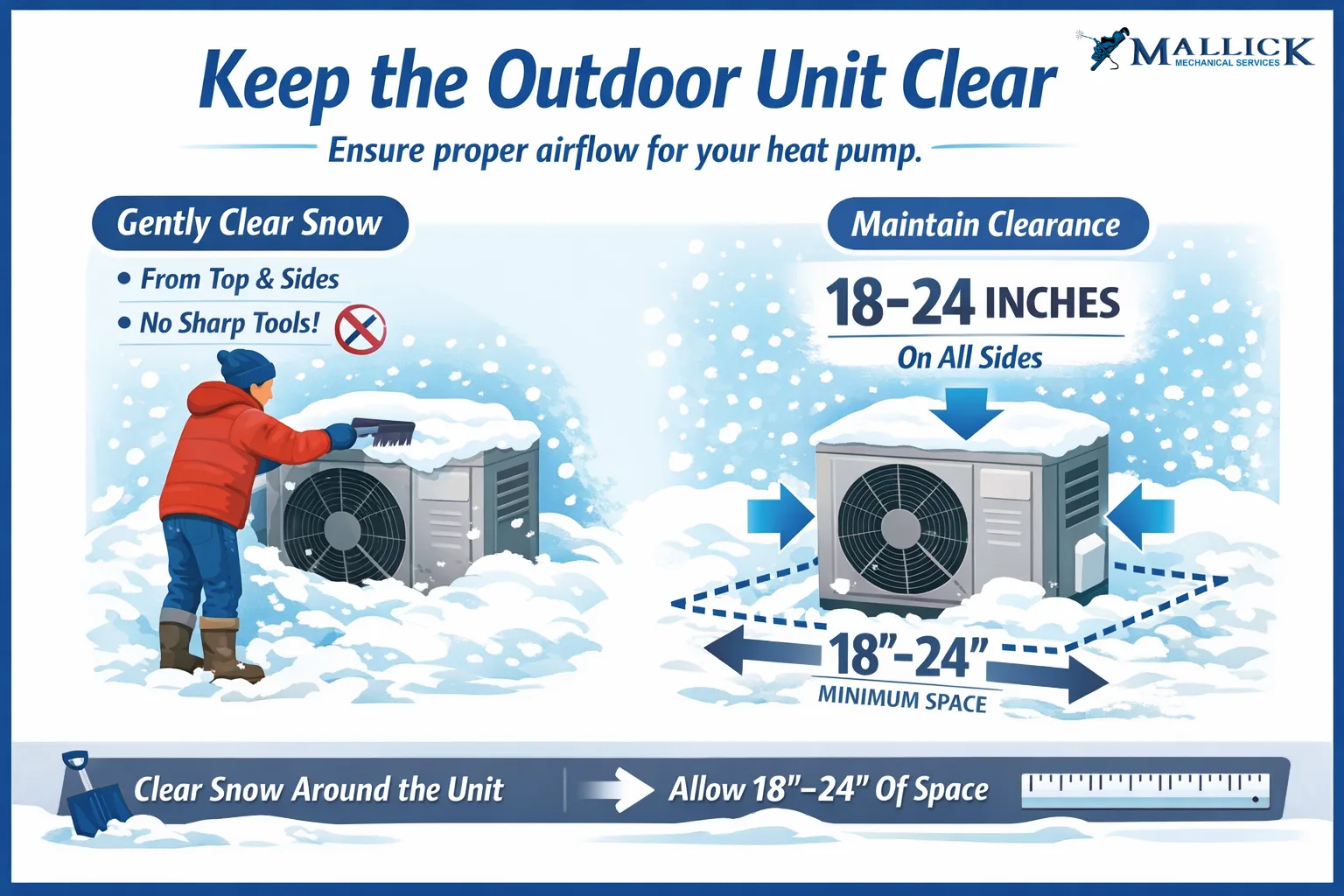 How to Clear Your Heat Pump from Snow, Ice and Winter Temps
